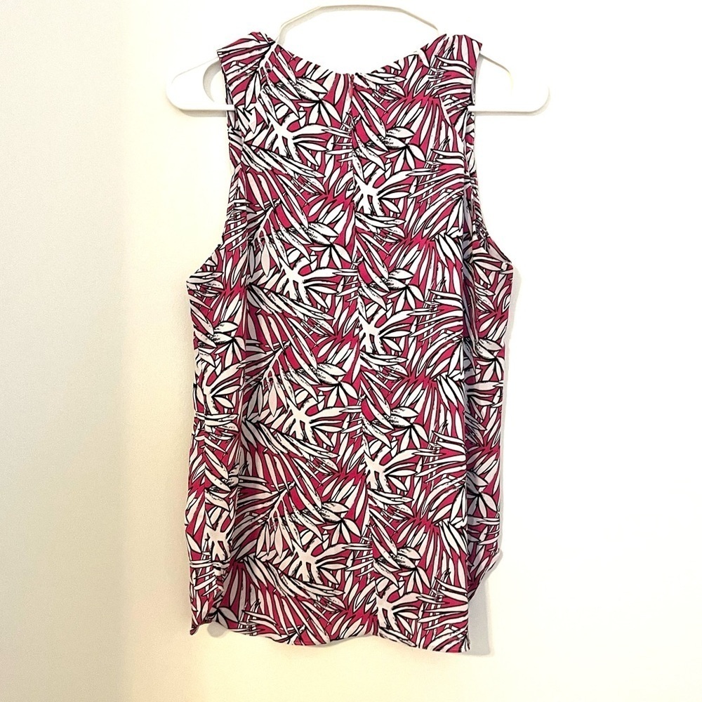 2/$30 Saint Tropez West - Pink White Tropical Sleeveless Blouse Summer Top Small - Picture 6 of 7